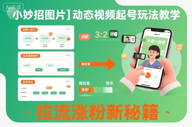 小妙招图片＋动态视频起号玩法教学，拉流涨粉新秘籍-创薯资源