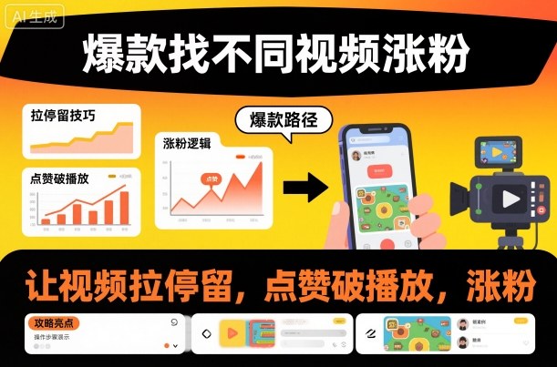 爆款找不同视频涨粉，让视频拉停留，实现点赞，破播放，涨粉-创薯资源