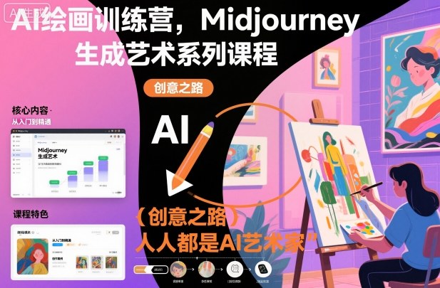 AI绘画训练营,Midjourney生成艺术系列课程,人人都是AI艺术家-创薯资源