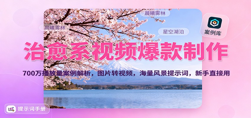 治愈系视频爆款制作，700万播放量案例解析，图片转视频，海量风景提示词，新手直接用-创薯资源