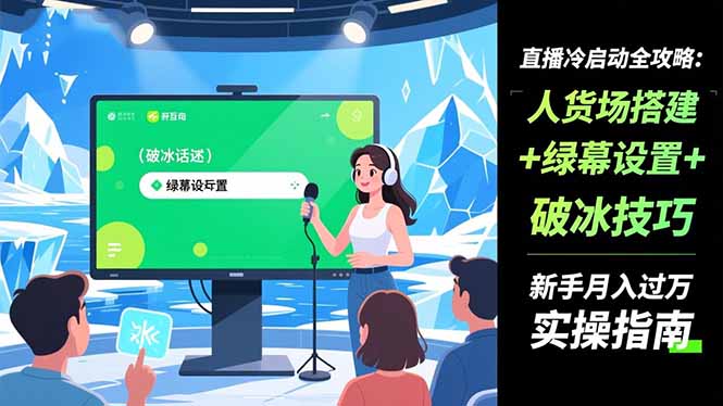 直播冷启动全攻略:人货场搭建+绿幕设置+破冰技巧，新手月入过万实操指南-创薯资源