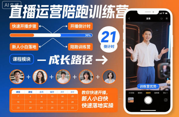 直播运营陪跑训练营，教你快速开播，新人小白快速落地实操-创薯资源