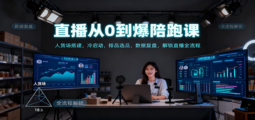 直播从0到爆陪跑课：人货场搭建，冷启动，排品选品，数据复盘，解锁直播全流程-创薯资源