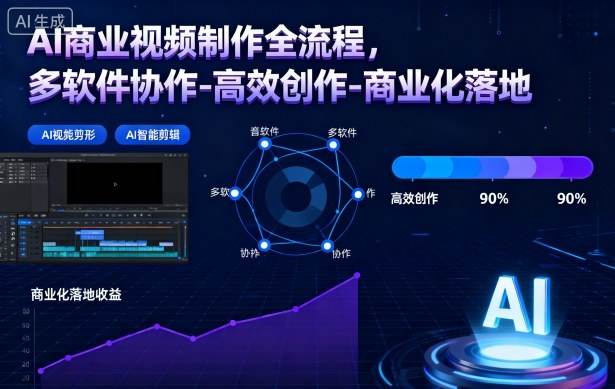 AI商业视频制作全流程，多软件协作-高效创作-商业化落地-创薯资源