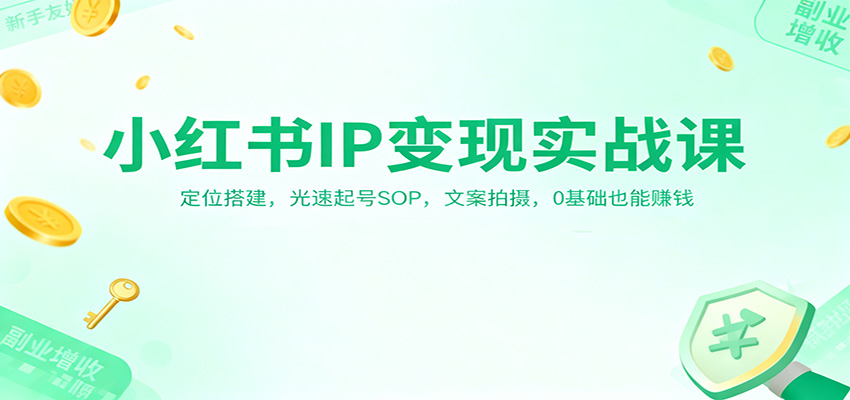 小红书IP变现实战课：定位搭建，光速起号SOP，文案拍摄，0基础也能赚钱-创薯资源