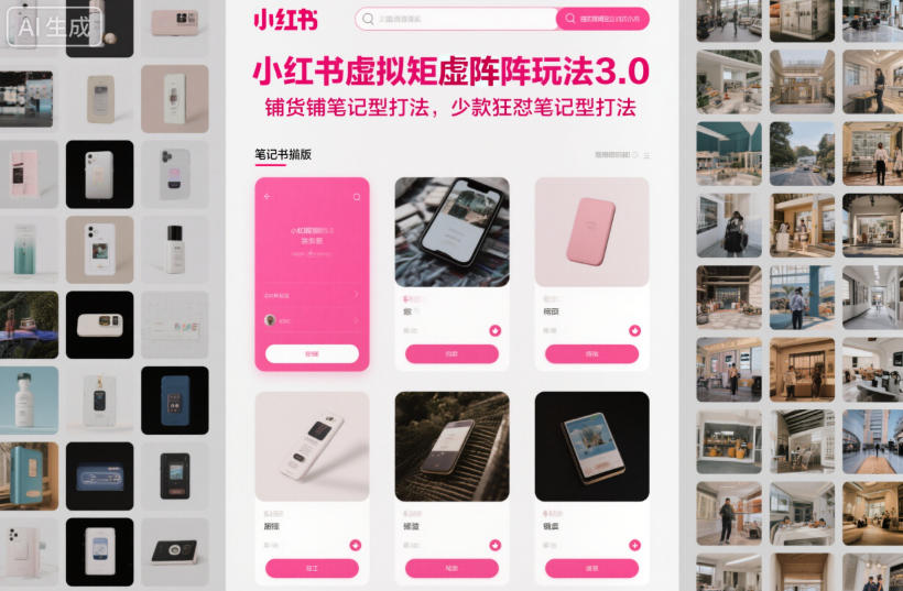 小红书虚拟矩阵玩法3.0，铺货铺笔记型打法，少款狂怼笔记型打法-创薯资源