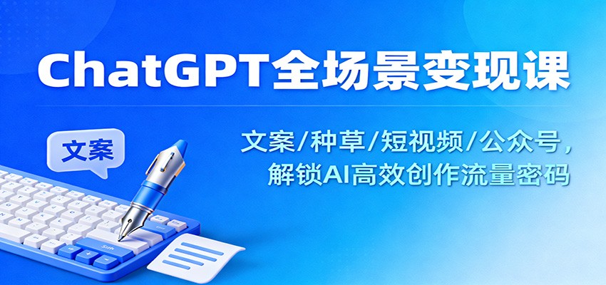 ChatGPT全场景变现课：文案/种草/短视频/公众号，解锁AI高效创作流量密码-创薯资源