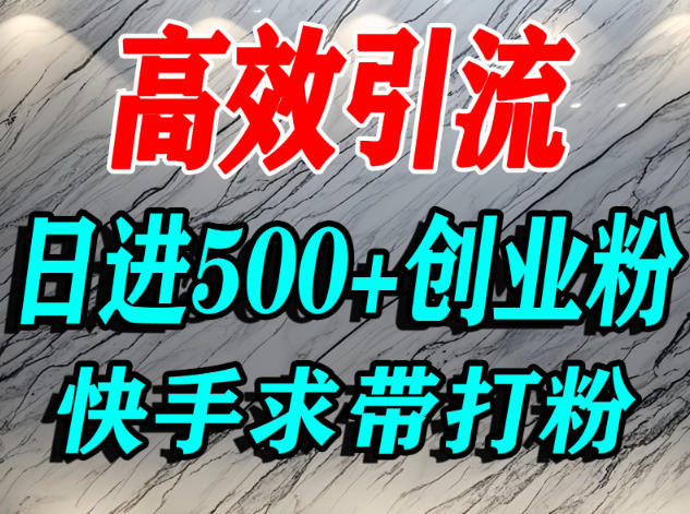 怎么打创业粉？快手求带视角精准引流创业粉，宝妈、学生群体日进500+精准流量-创薯资源