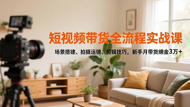 短视频带货全流程实战课，场景搭建、拍摄运镜、剪辑技巧，新手月带货佣金3万+-创薯资源