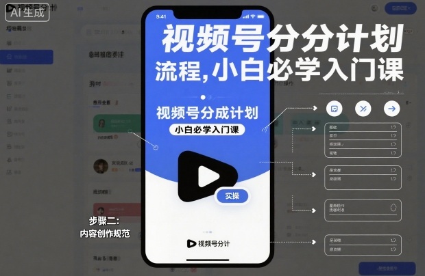 视频号分成计划实操流程,小白必学入门课-创薯资源