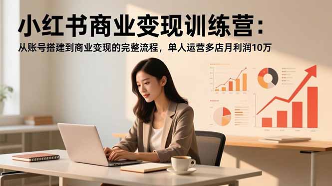 小红书商业变现训练营：从账号搭建到商业变现的完整流程，单人运营多店月利润10万-创薯资源