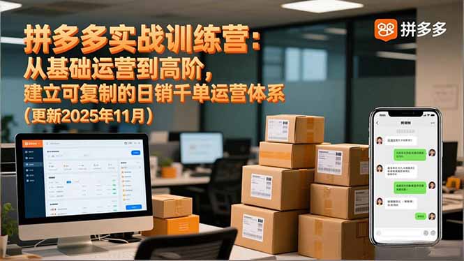 拼多多实战训练营：从基础运营到高阶，建立可复制的日销千单运营体系(更新11月-创薯资源