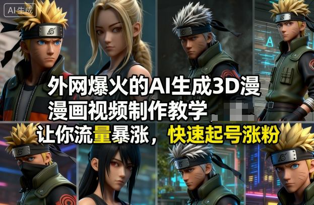 外网爆火的AI生成3D漫画视频制作教学,让你流量暴涨,快速起号涨粉!-创薯资源