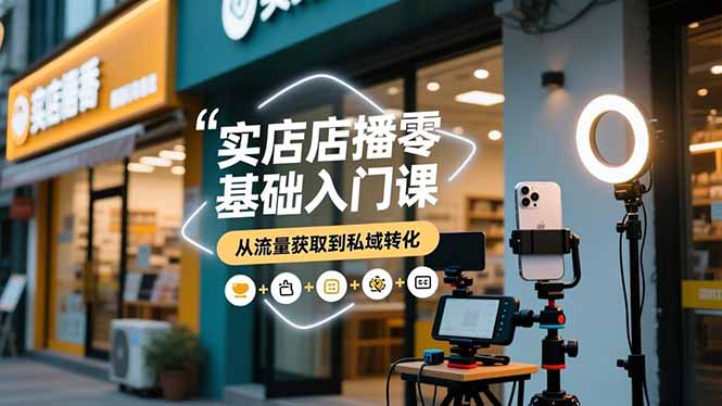 实体店播零基础入门课，实体店+短视频+直播+微信生态+私域社群，从流量获取到私域转化-创薯资源