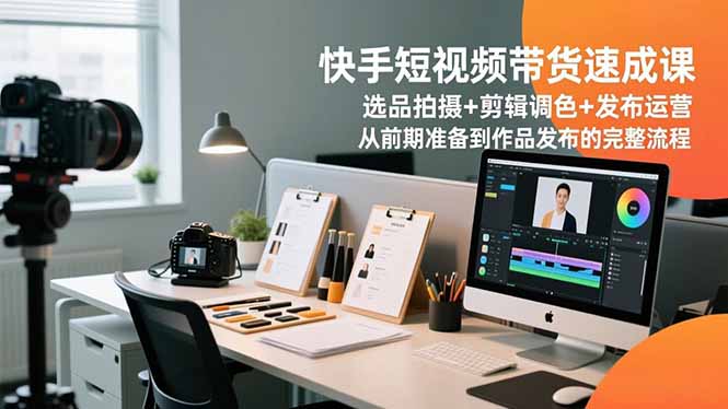 快手短视频带货速成课，选品拍摄+剪辑调色+发布运营，从前期准备到作品发布的完整流程-创薯资源