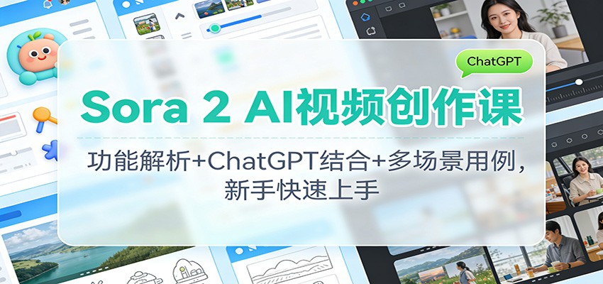 Sora 2 AI视频创作课:功能解析+ChatGPT结合+多场景用例,新手快速上手-创薯资源
