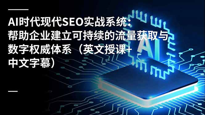AI时代现代SEO实战系统：帮助企业建立可持续的流量获取与数字权威体系(英文授课+中文字幕-创薯资源