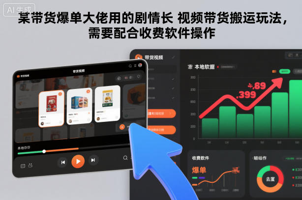 某带货爆单大佬用的剧情长视频带货搬运玩法，需要配合收费软件操作-创薯资源