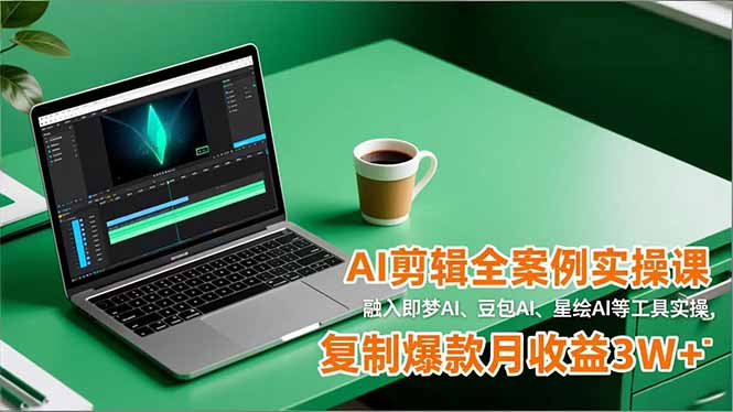AI剪辑全案例实操课，融入即梦AI、豆包AI、星绘AI等工具实操，复制爆款月收益3W+-创薯资源