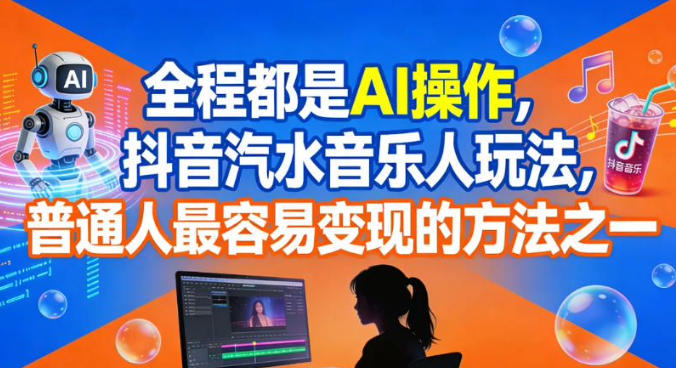 全程都是AI操作，抖音汽水音乐人玩法，普通人最容易变现的方法之一-创薯资源