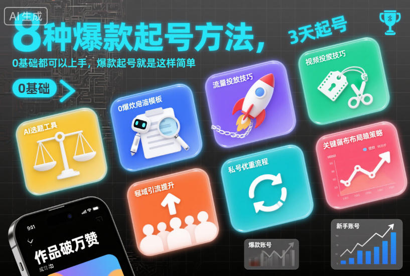 8种爆款起号方法，0基础都可以上手，爆款起号就是这样简单-创薯资源