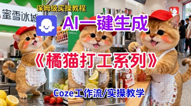 Coze扣子工作流一键生成胖橘猫打工短视频,保姆级实操搭建教学-创薯资源