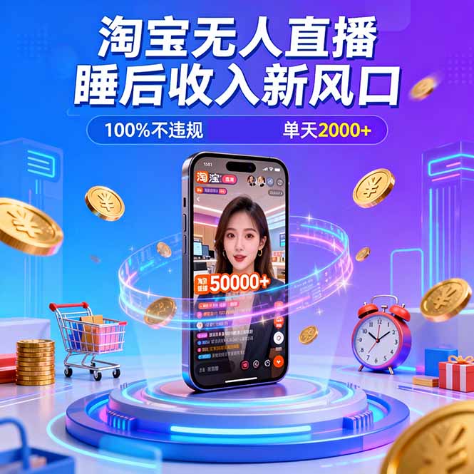 淘宝无人直播，不违规不封号，直播100小时卖了5万，年底旺季！-创薯资源