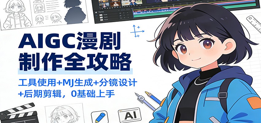 AIGC漫剧制作全攻略:工具使用+MJ生成+分镜设计+后期剪辑,0基础上手-创薯资源