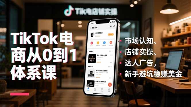 TikTok电商从0到1体系课，市场认知、店铺实操、达人广告，新手避坑稳赚美金-创薯资源