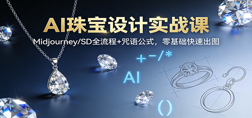 AI珠宝设计实战课:Midjourney/SD全流程+咒语公式,零基础快速出图-创薯资源