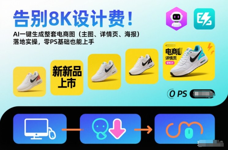 告别8K设计费！AI一键生成整套电商图(主图、详情页、海报)落地实操，零PS基础也能上手-创薯资源