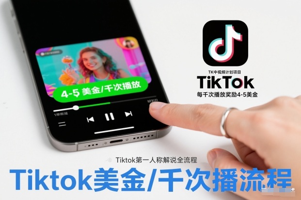 TK中视频计划项目，Tiktok第一人称解说流程，每干次播放奖励4-5美金-创薯资源