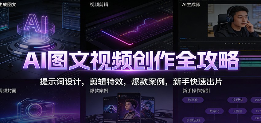 AI图文视频创作全攻略：提示词设计，剪辑特效，爆款案例，新手快速出片-创薯资源