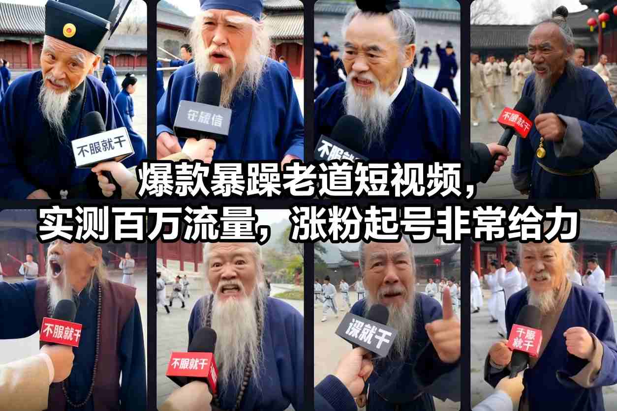 爆款暴躁老道短视频,实测百万流量,涨粉起号非常给力-创薯资源