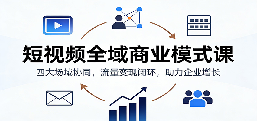 短视频全域商业模式课：四大场域协同，流量变现闭环，助力企业增长-创薯资源