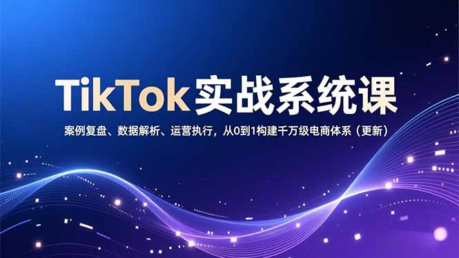 TikTok实战系统课，案例复盘、数据解析、运营执行，从0到1构建千万级电商体系(更新-创薯资源
