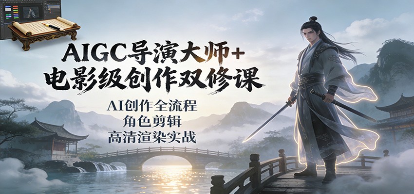 AIGC导演大师+电影级创作双修课：AI创作全流程、角色剪辑、高清渲染实战-创薯资源