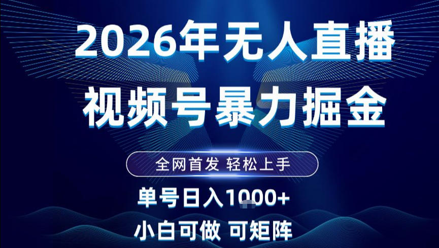 2026最新视频号无人直播掘金，全网首发，小白可以玩，长期稳定日入1k+【揭秘】-创薯资源