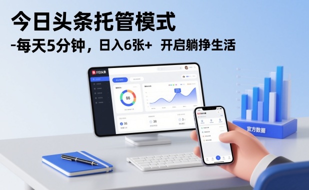 今日头条托管模式，每天5分钟，日入6张+，开启躺挣生活【揭秘】-创薯资源