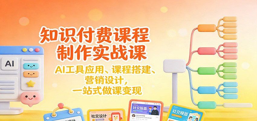 知识付费课程制作实战课：AI工具应用 、课程搭建、营销设计，一站式做课变现-创薯资源