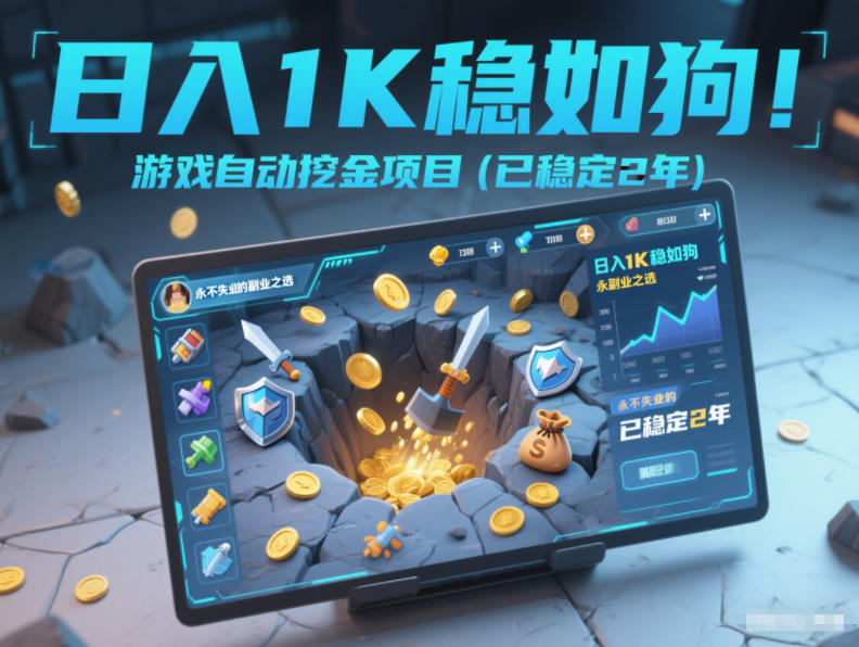 日入1K稳如狗！游戏自动挖金项目(已稳定2年)，永不失业的副业之选【揭秘】-创薯资源