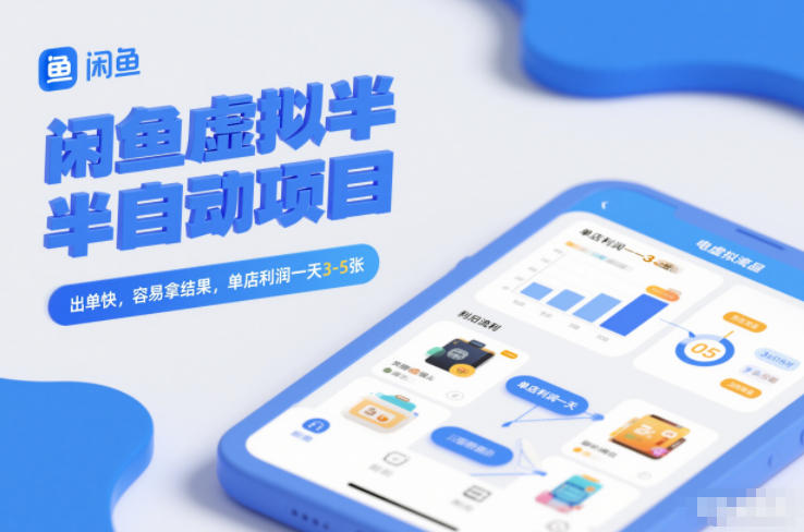 闲鱼虚拟半自动项目，出单快，容易拿结果，单店利润一天3-5张-创薯资源