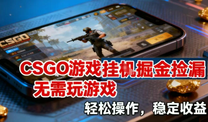 CSGO游戏挂G掘金捡漏，不需要玩游戏，操作简单，收益稳定【揭秘】-创薯资源