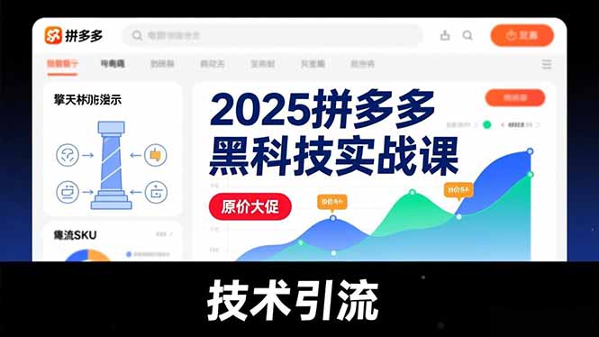 2025拼多多黑科技实战课，擎天柱玩法、爆流SKU、原价大促，技术引流，单店日销轻松破千单-创薯资源