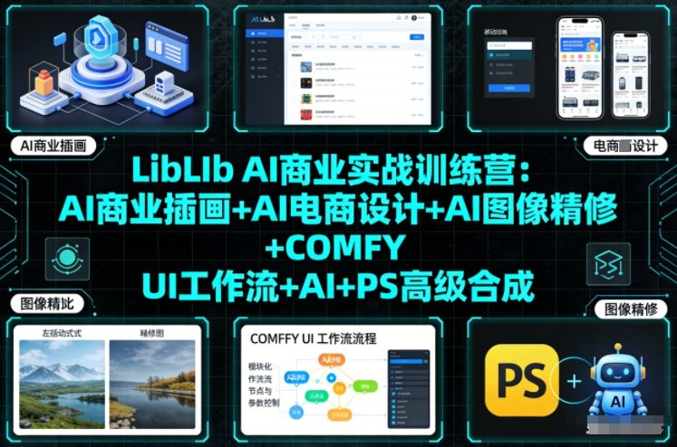 LibLIb AI商业实战训练营：AI商业插画+AI电商设计+AI图像精修+COMFY UI工作流+AI+PS高级合成-创薯资源