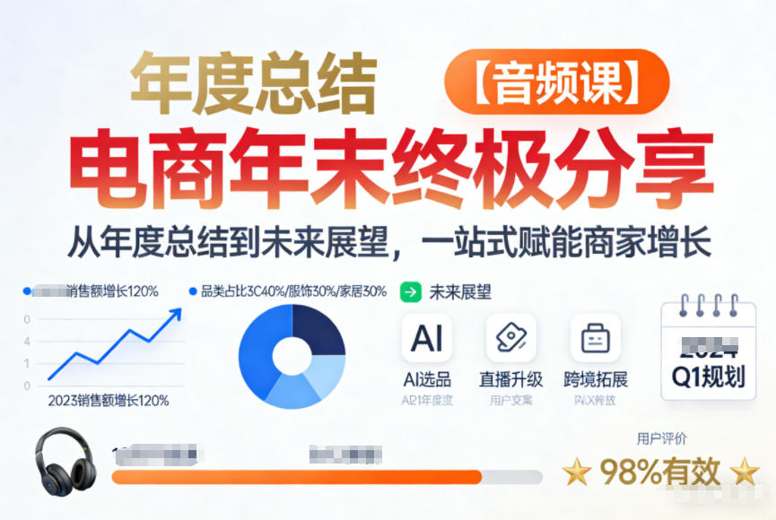 电商年未终极分享,从年度总结到未来展望,一站式赋能商家增长【音频课】-创薯资源
