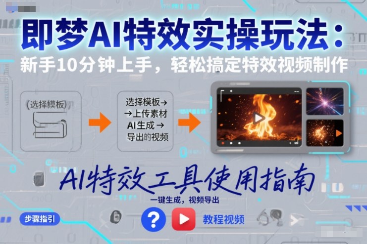 即梦AI特效实操玩法：新手10分钟上手，轻松搞定特效视频制作-创薯资源