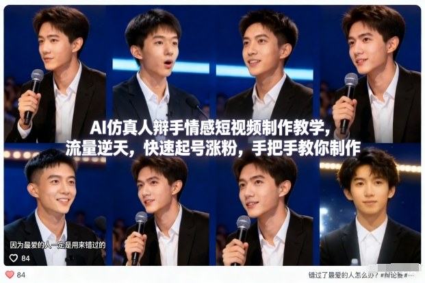 AI仿真人辩手情感短视频制作教学,流量逆天,快速起号涨粉,手把手教你制作-创薯资源