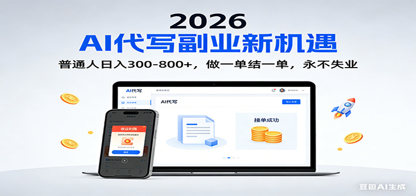 2026 副业首选!AI 代写日入 300-800,普通人0门槛,做一单结一单!-创薯资源