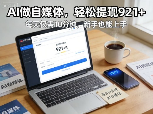 每天花费10分钟,头条号收益921+,用AI做自媒并不难【附视频教程】-创薯资源